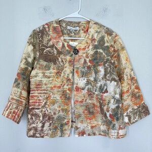 Coldwater Creek Open front Jacket Women's Size PM Medium Petite Floral